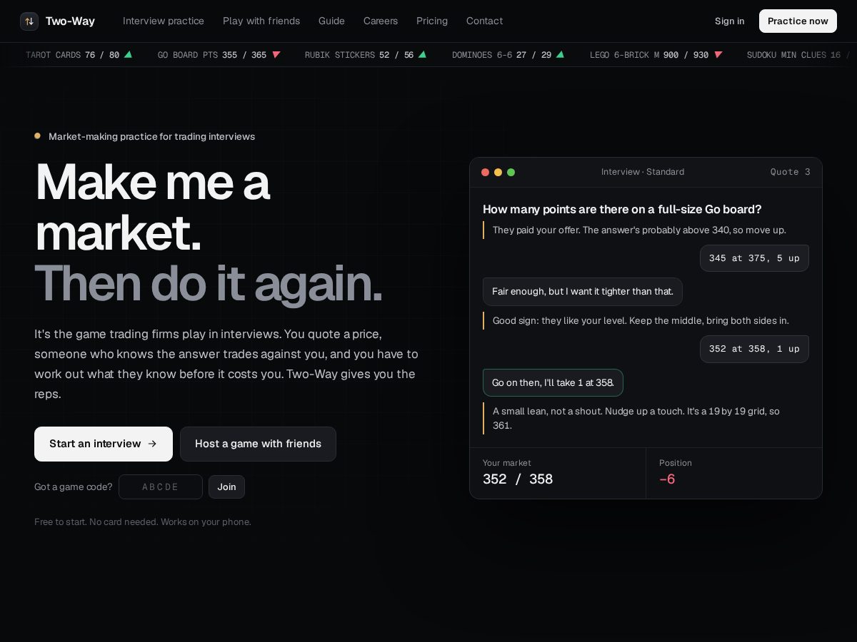 Landing-page snapshot of twowaymarket.com