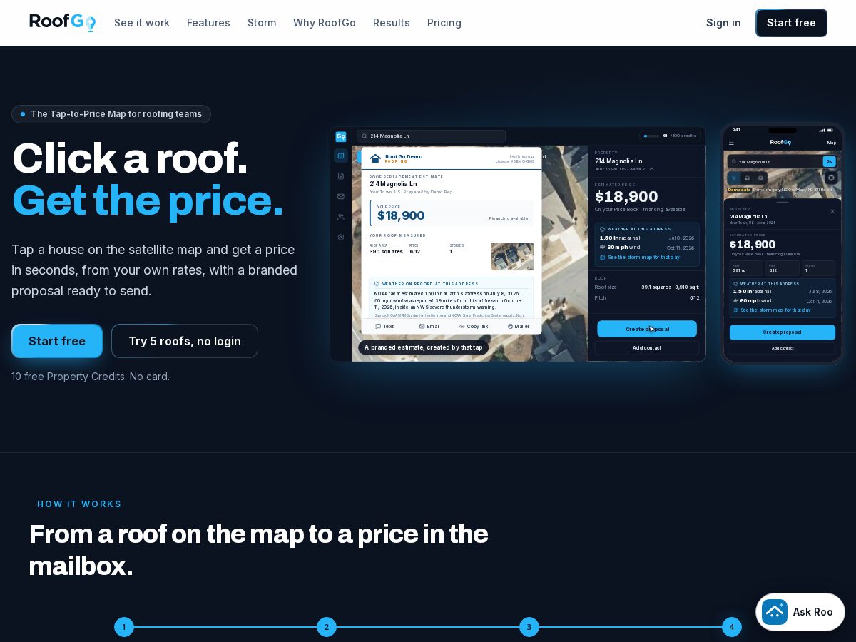 Landing-page snapshot of useroofgo.com