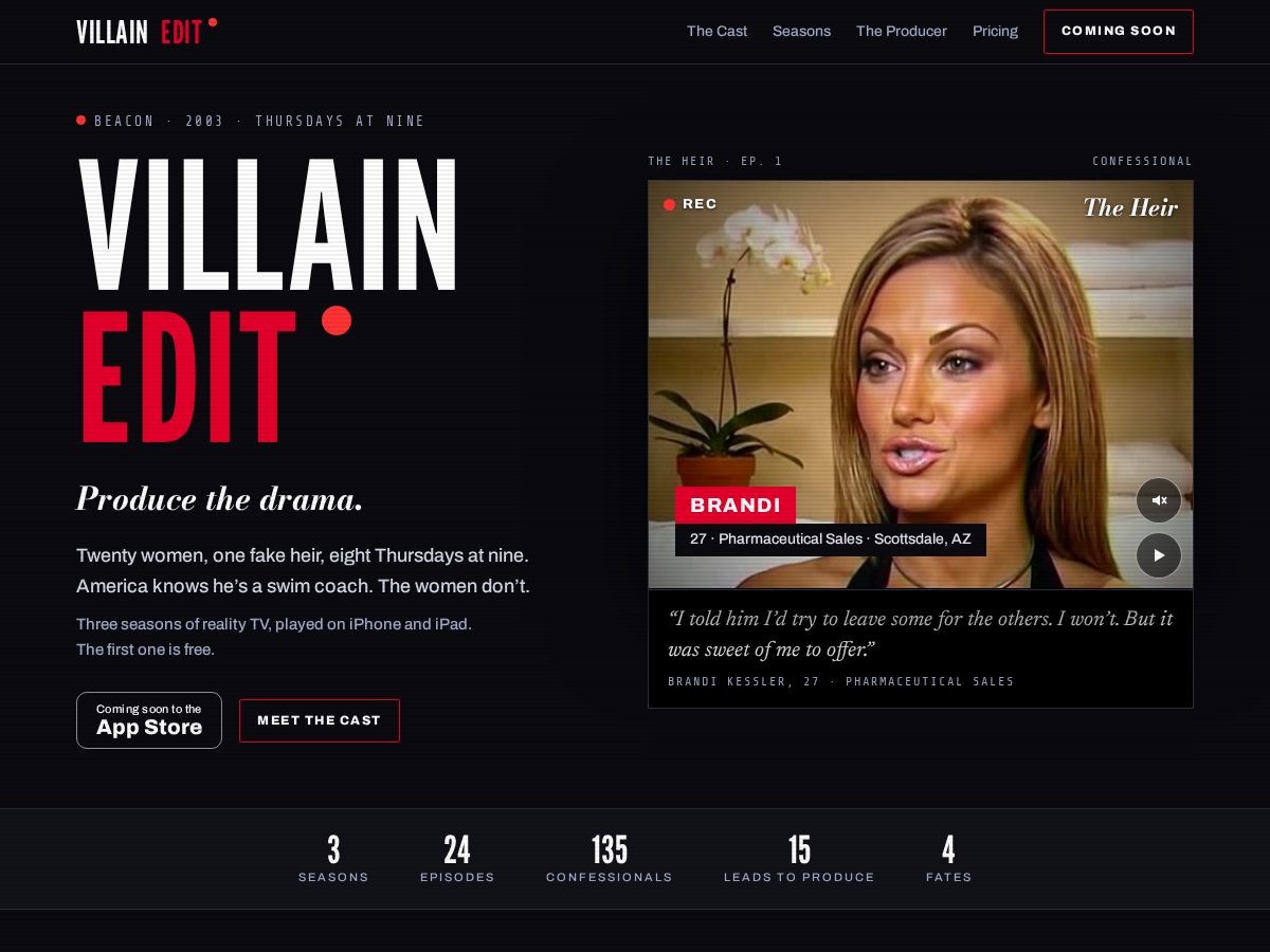 Landing-page snapshot of villaineditgame.com