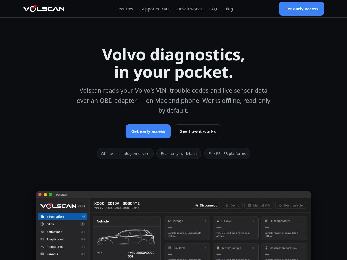 Landing-page snapshot of volscan.tech