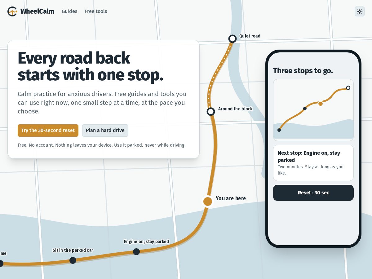Landing-page snapshot of wheelcalm.com