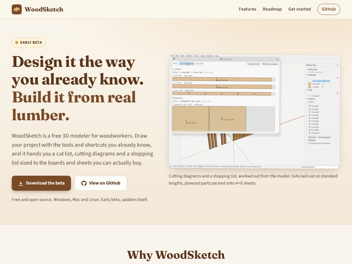 Landing-page snapshot of woodsketch.net
