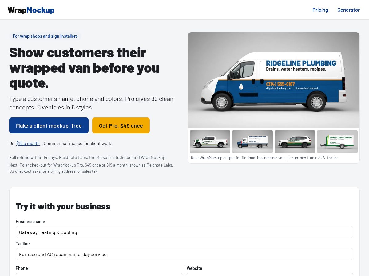 Landing-page snapshot of wrapmockup.com