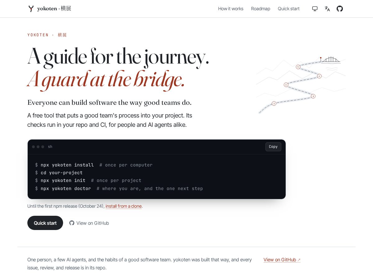 Landing-page snapshot of yokoten.app