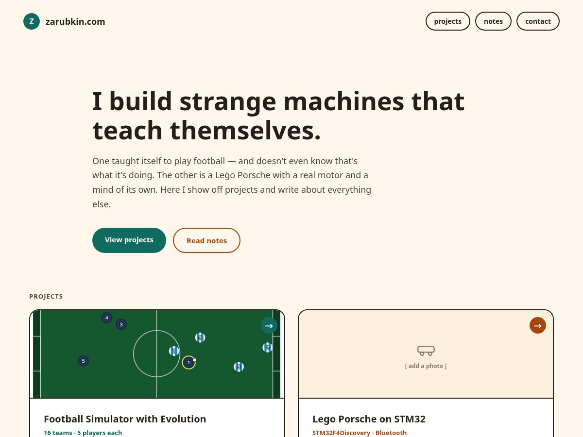 Landing-page snapshot of zarubkin.com