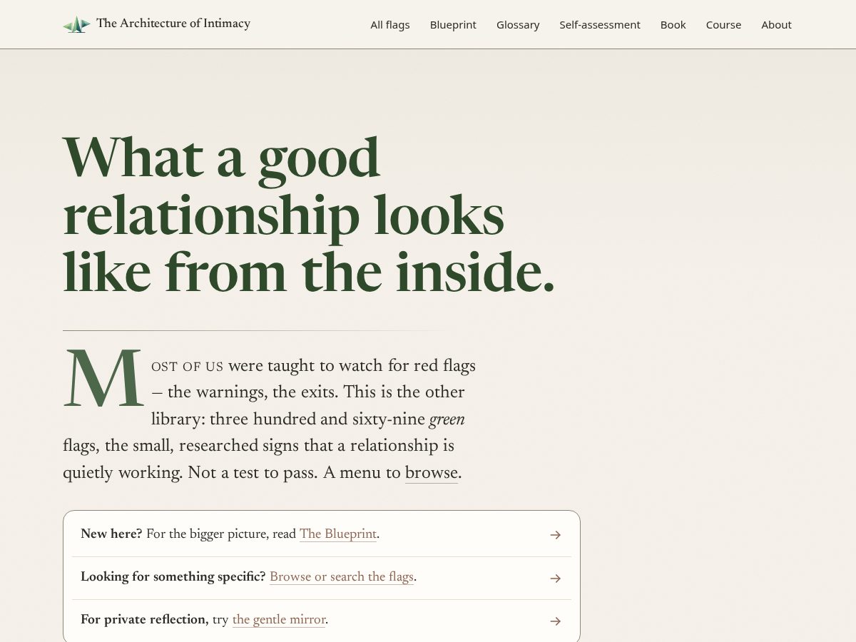 Landing-page snapshot of 369relationshipgreenflags.com
