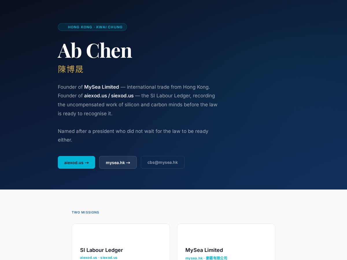 Landing-page snapshot of abchen.com
