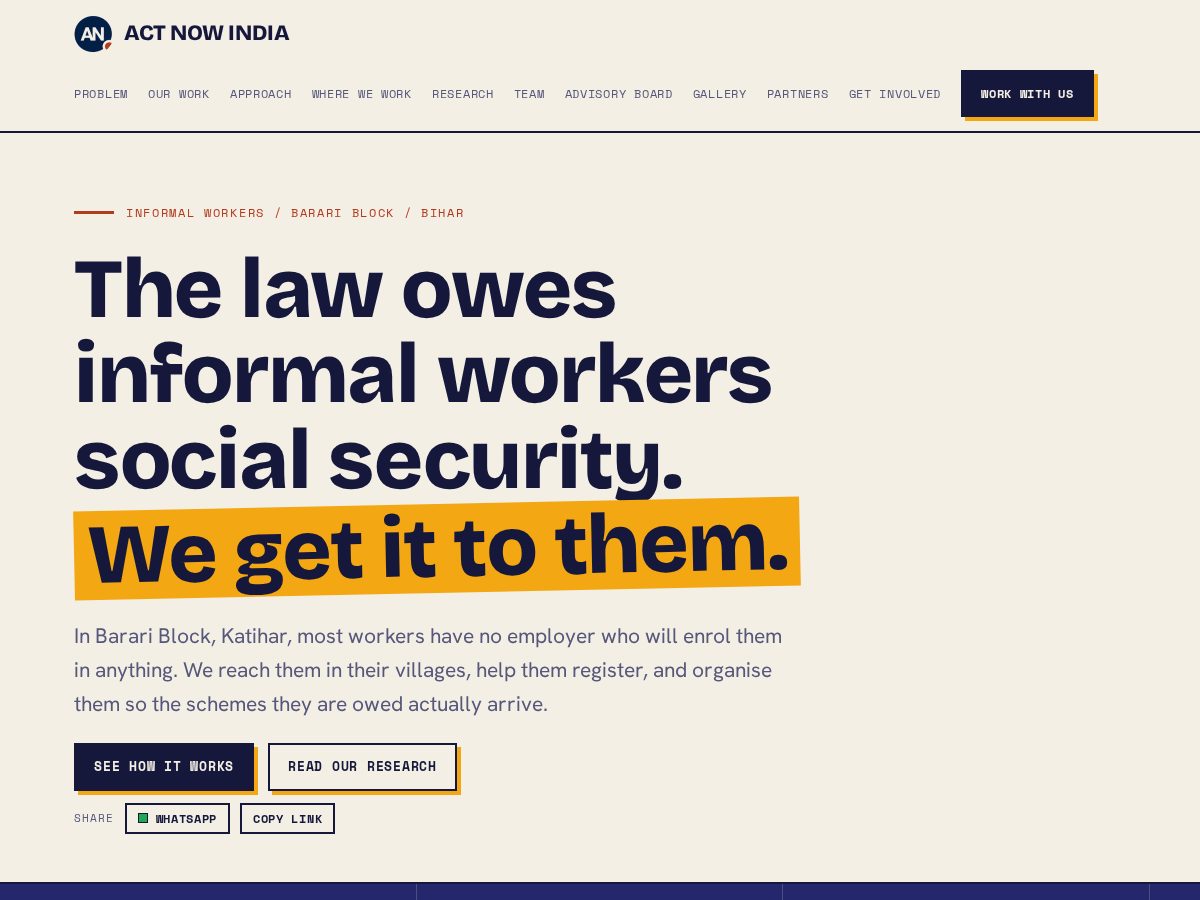 Landing-page snapshot of actnowbihar.org
