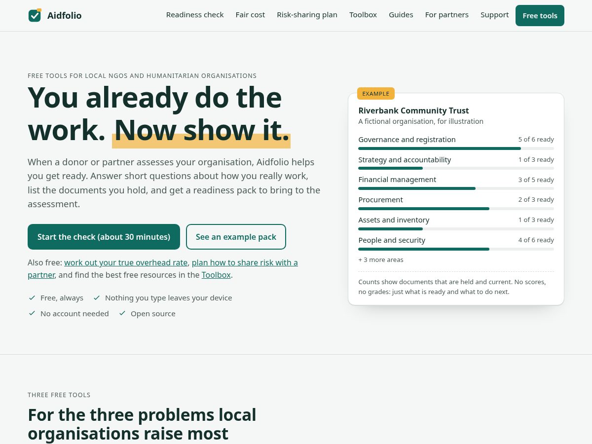 Landing-page snapshot of aidfolio.com