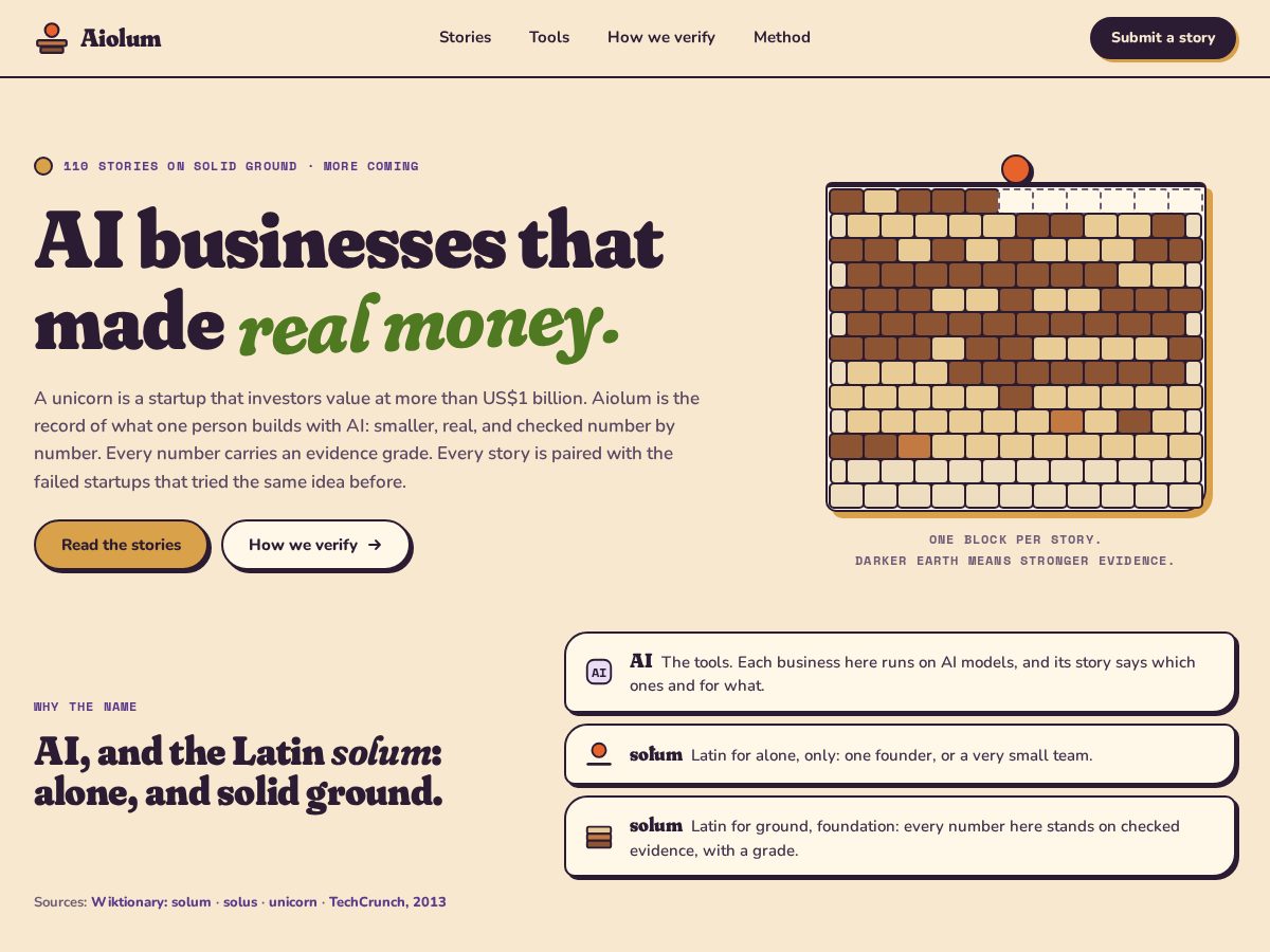 Landing-page snapshot of aiolum.com