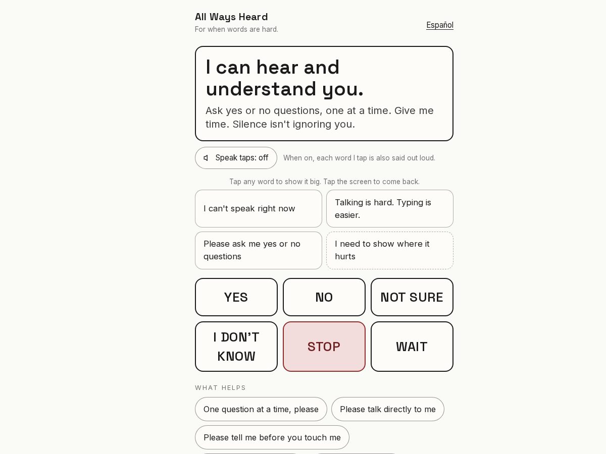 Landing-page snapshot of allwaysheard.com
