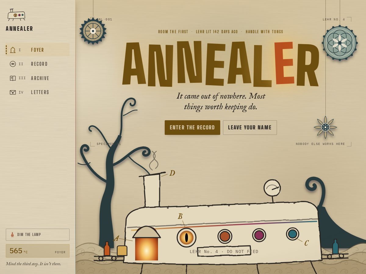 Landing-page snapshot of annealermusic.com