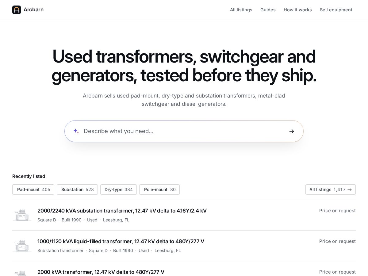 Landing-page snapshot of arcbarn.com