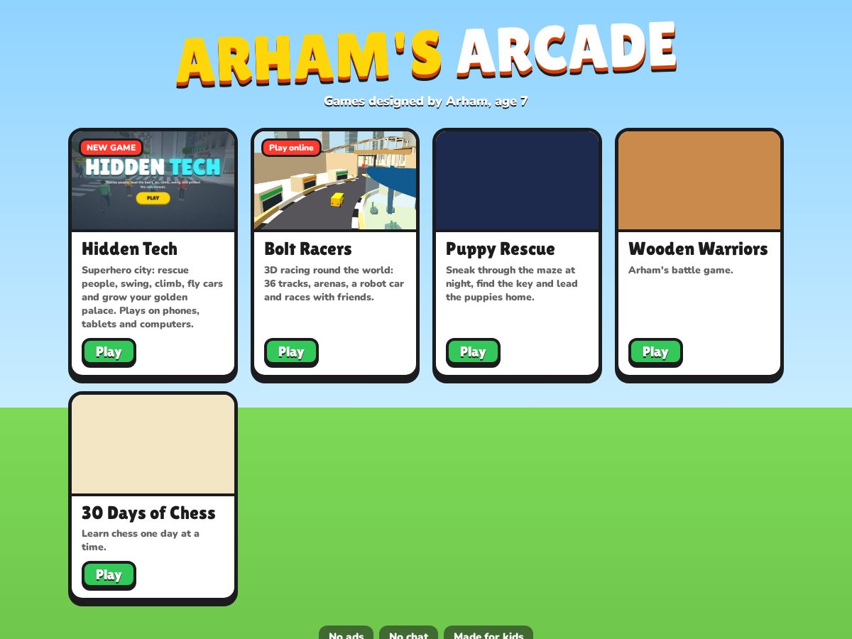 Landing-page snapshot of arhamarcade.com