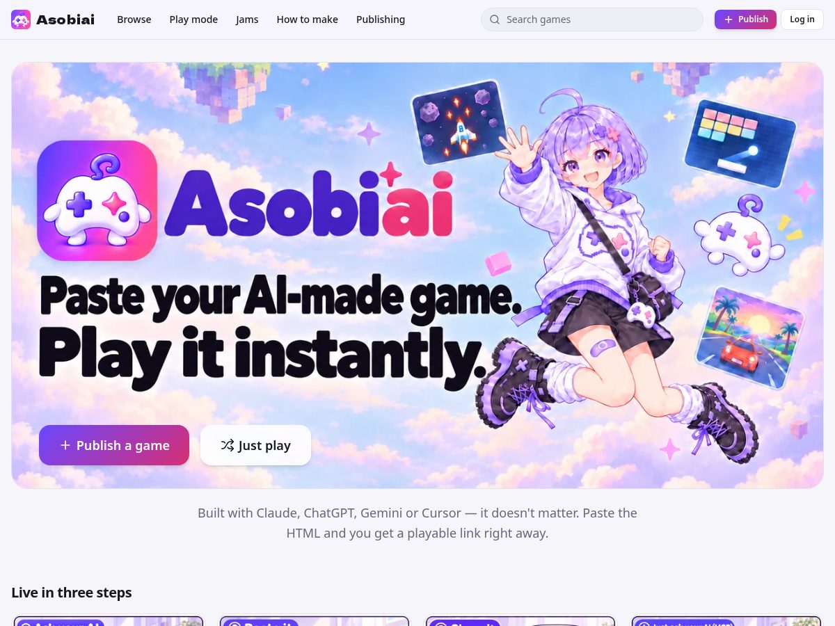 Landing-page snapshot of asobiaiplay.com