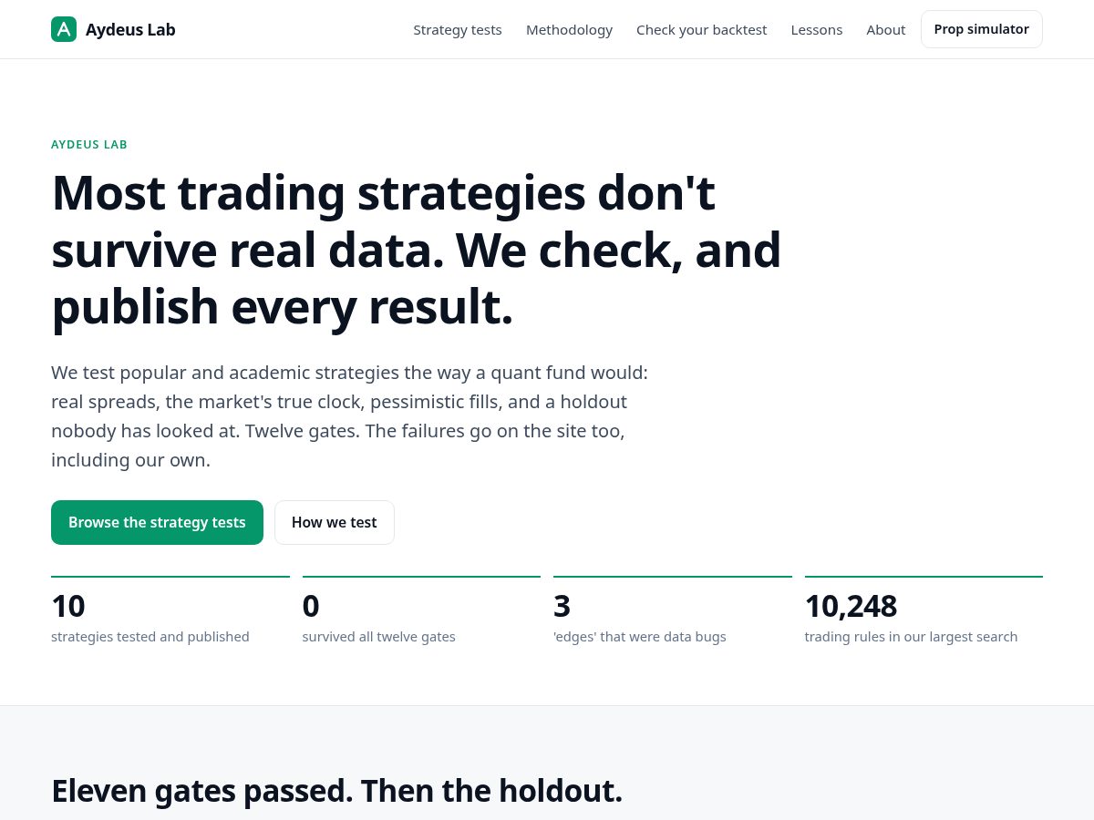 Landing-page snapshot of aydeus.com