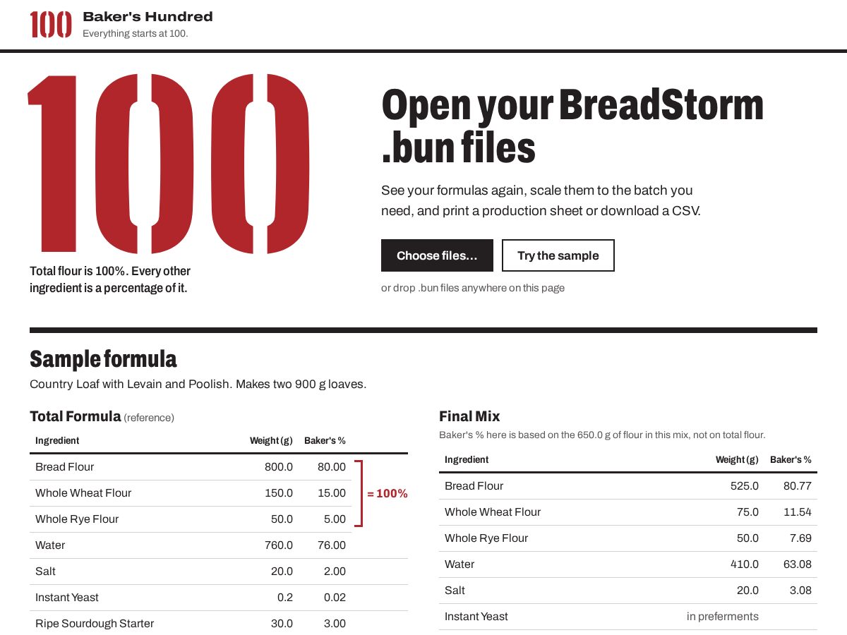 Landing-page snapshot of bakershundred.com