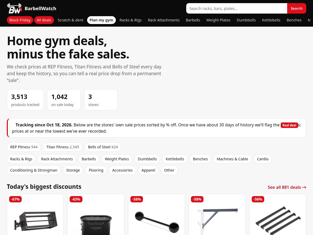Landing-page snapshot of barbellwatch.com