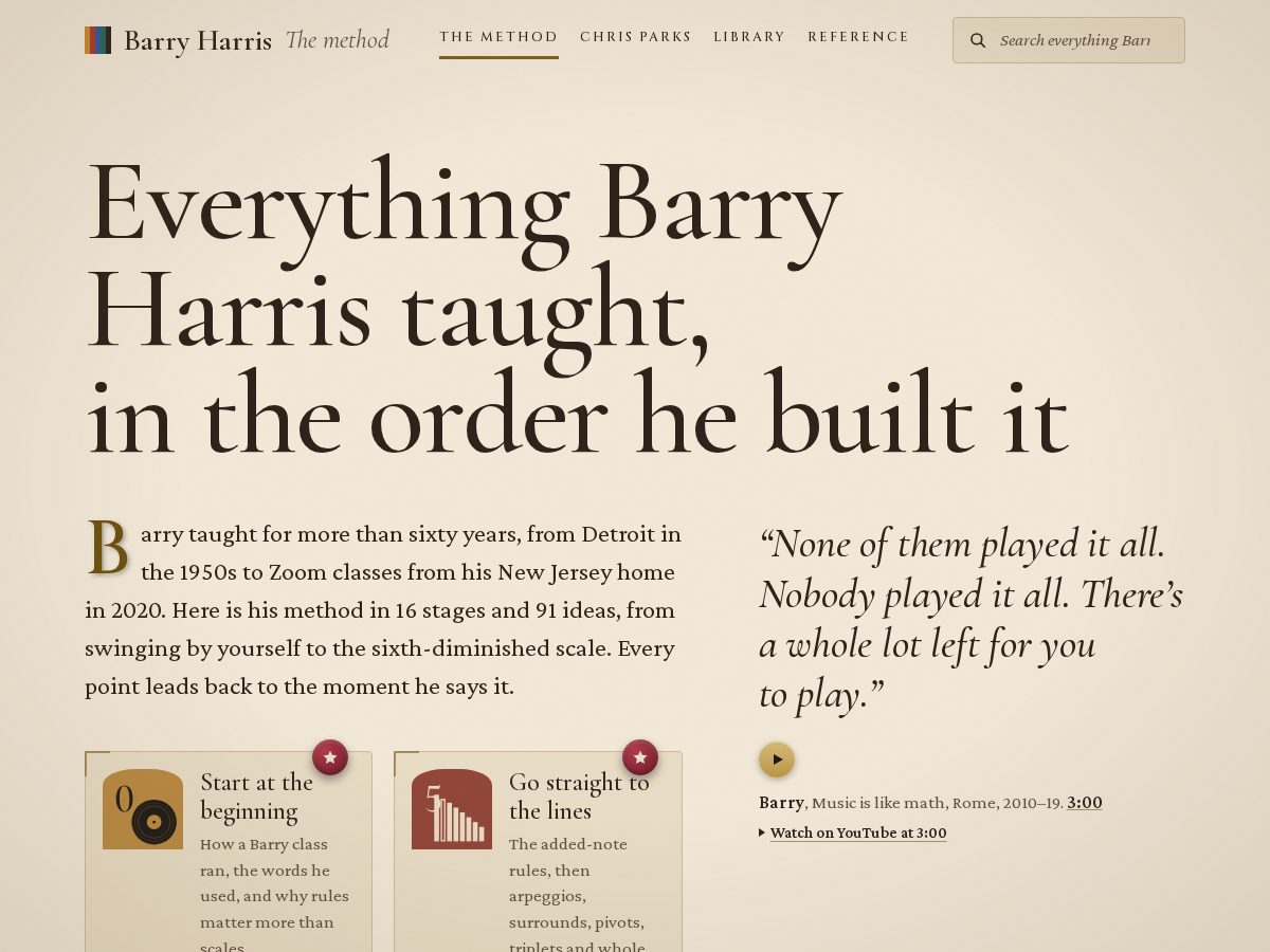 Landing-page snapshot of barryharrismethod.com