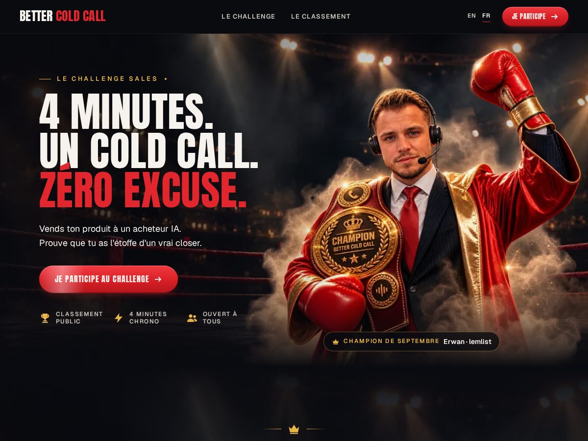 Landing-page snapshot of bettercoldcall.com