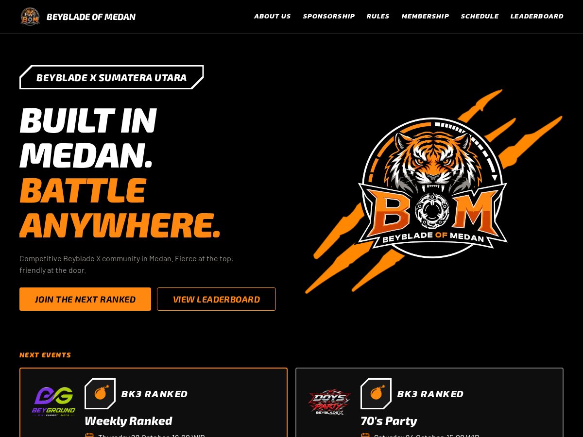 Landing-page snapshot of beybladeofmedan.com