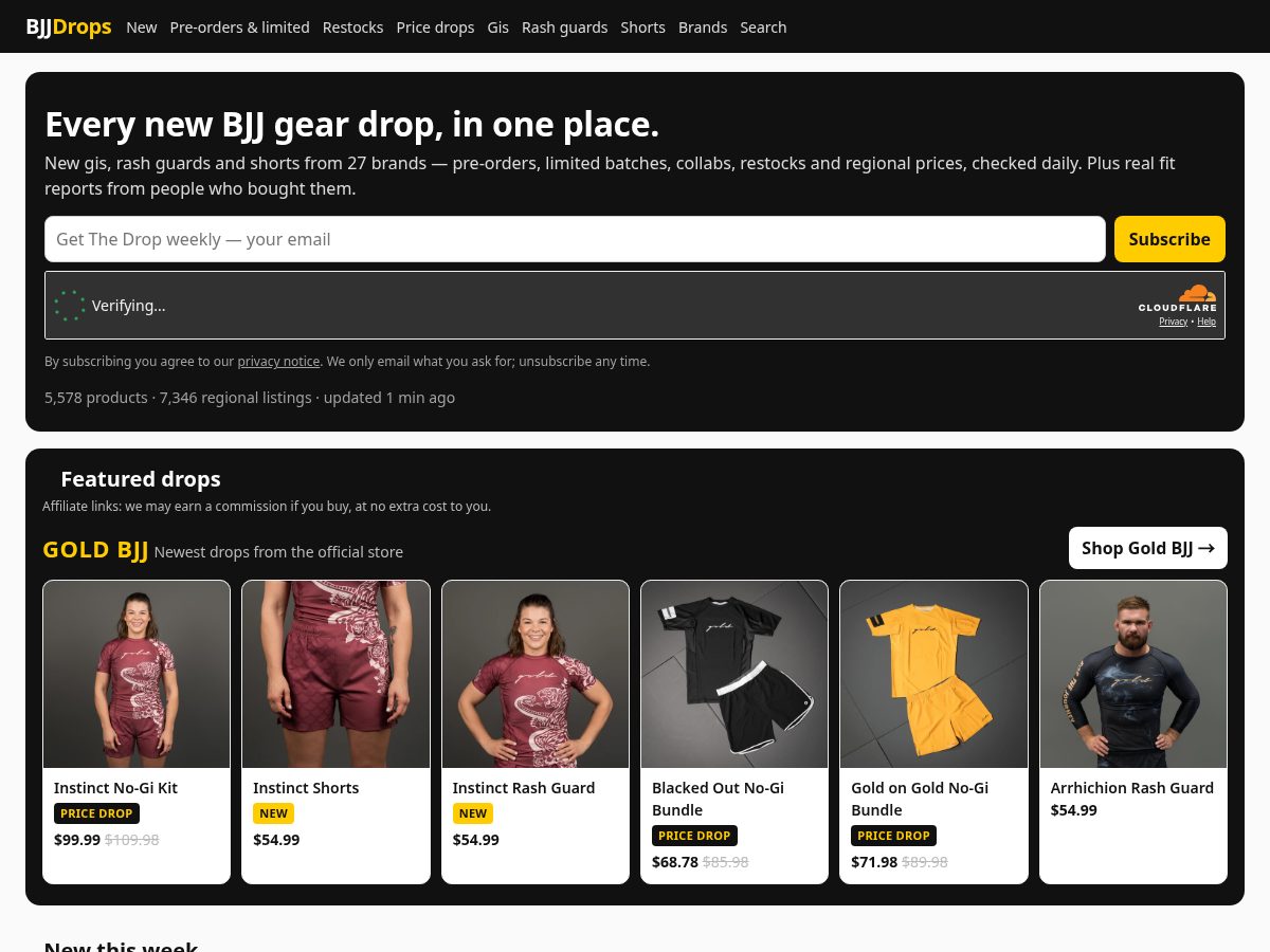 Landing-page snapshot of bjjdrops.com
