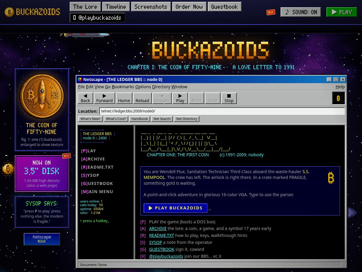 Landing-page snapshot of buckazoids.fun
