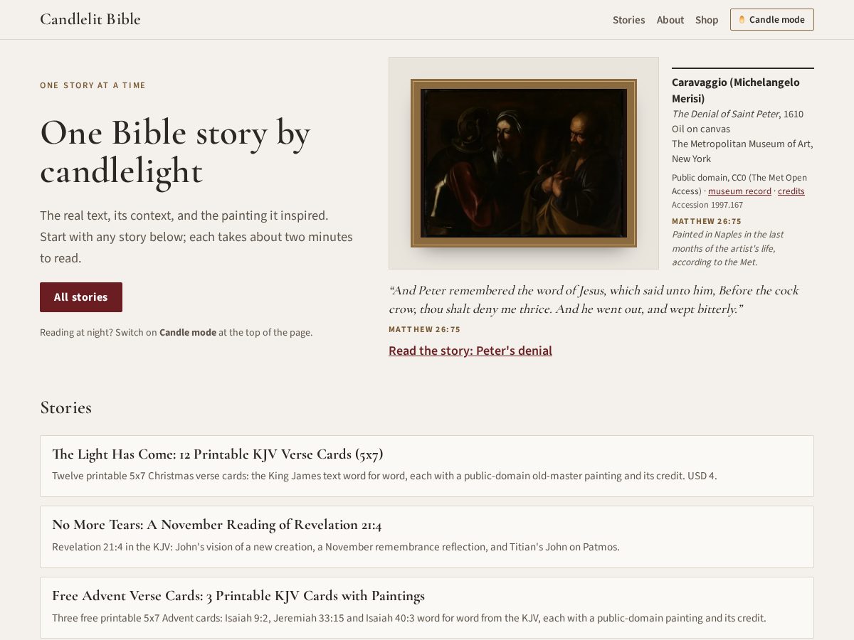 Landing-page snapshot of candlelitbible.com