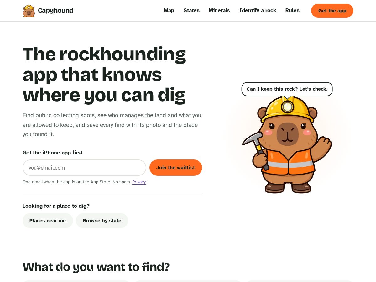 Landing-page snapshot of capyhound.com