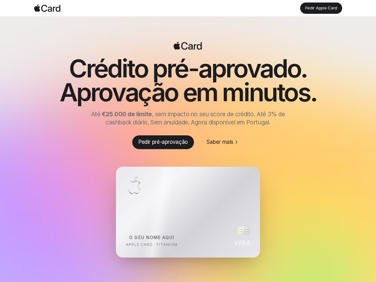 Landing-page snapshot of cardapple.credit