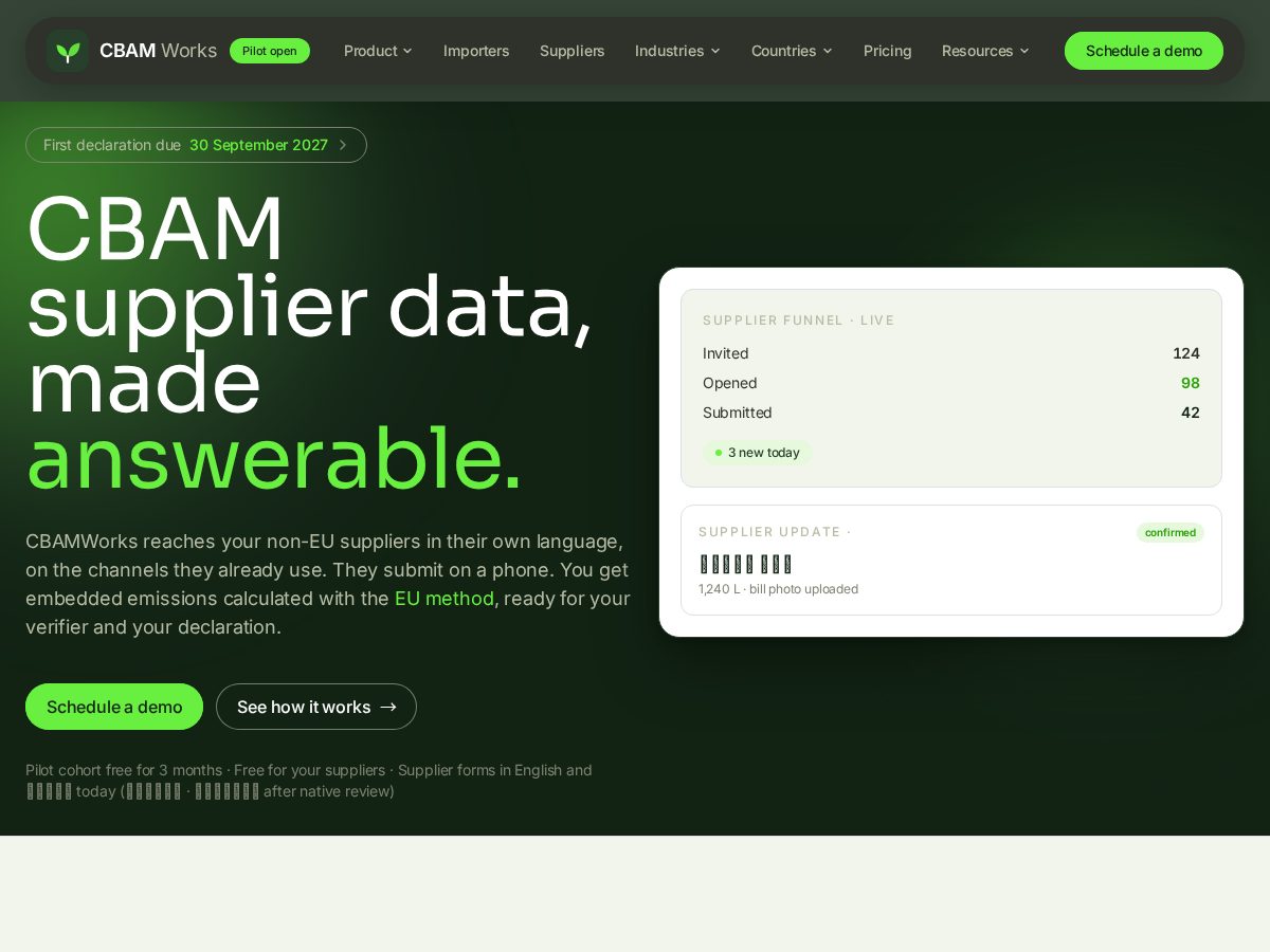 Landing-page snapshot of cbamworks.com