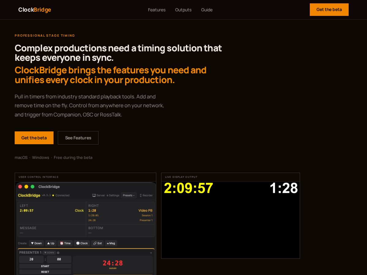 Landing-page snapshot of clockbridge.net