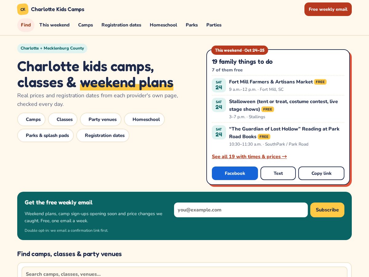 Landing-page snapshot of cltkidscamps.com