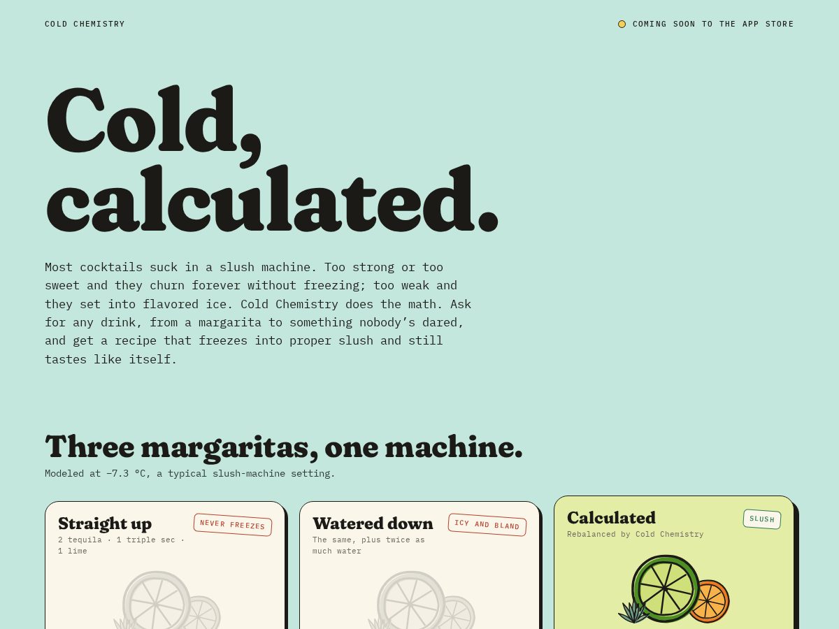 Landing-page snapshot of coldchemistry.com
