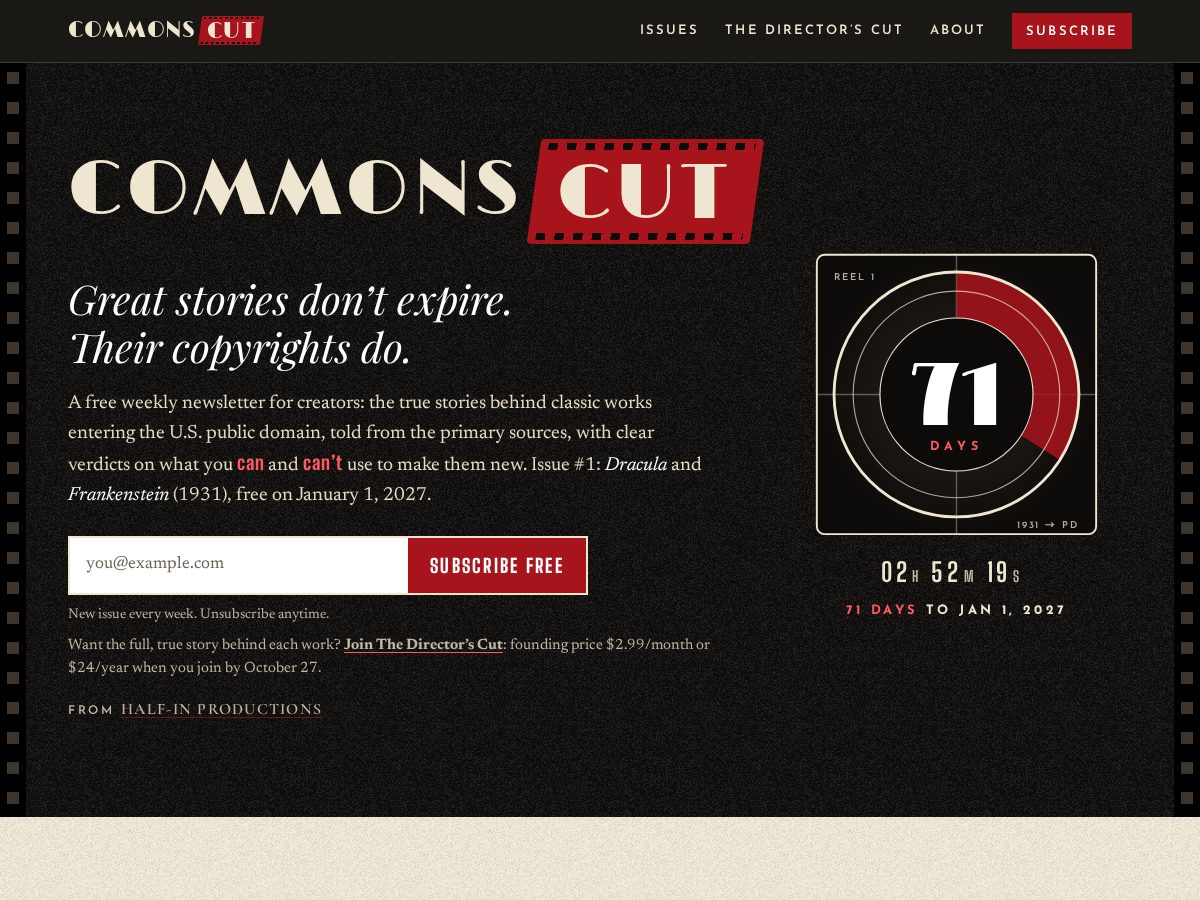 Landing-page snapshot of commonscut.com