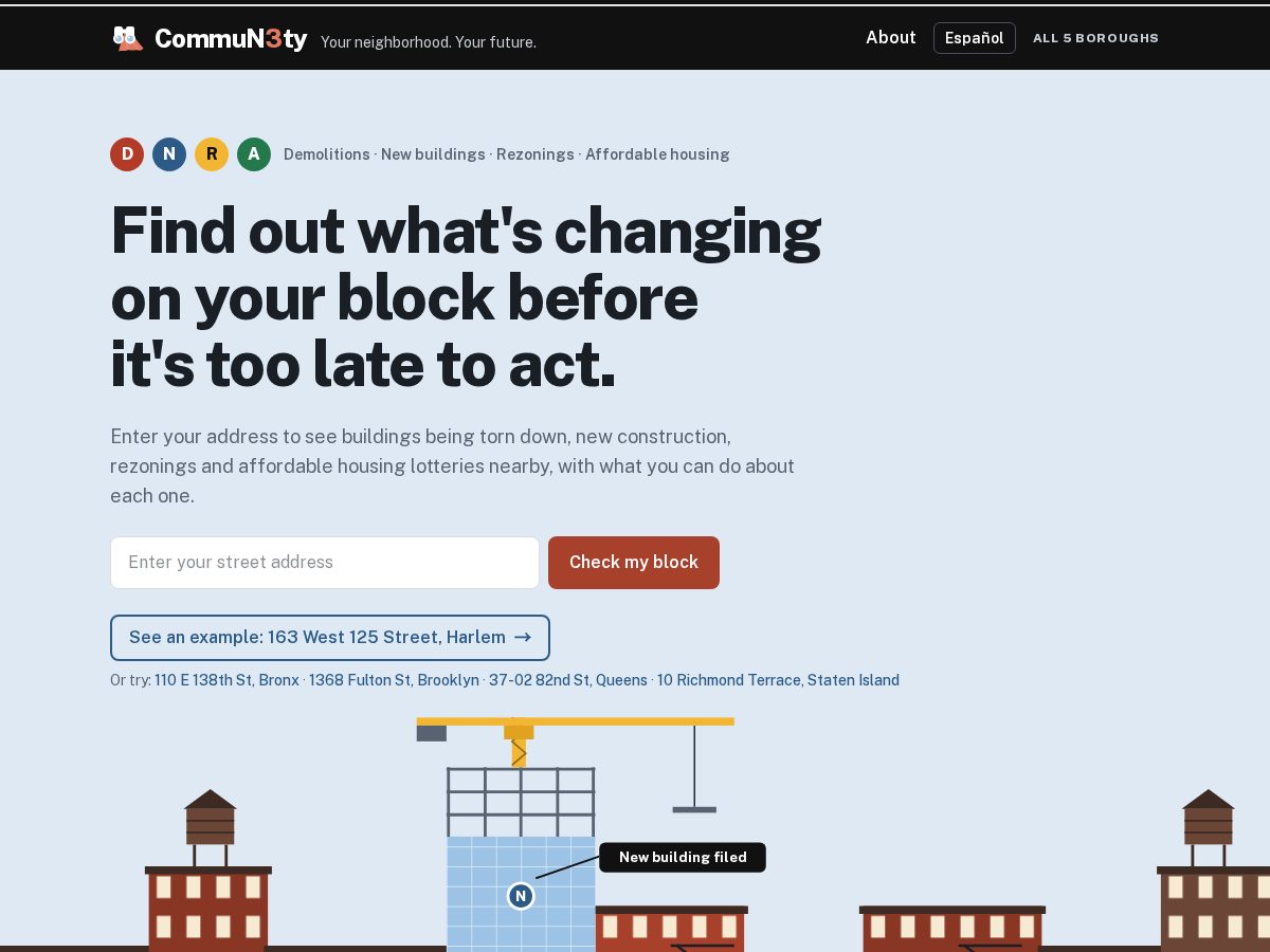 Landing-page snapshot of commun3ty.com