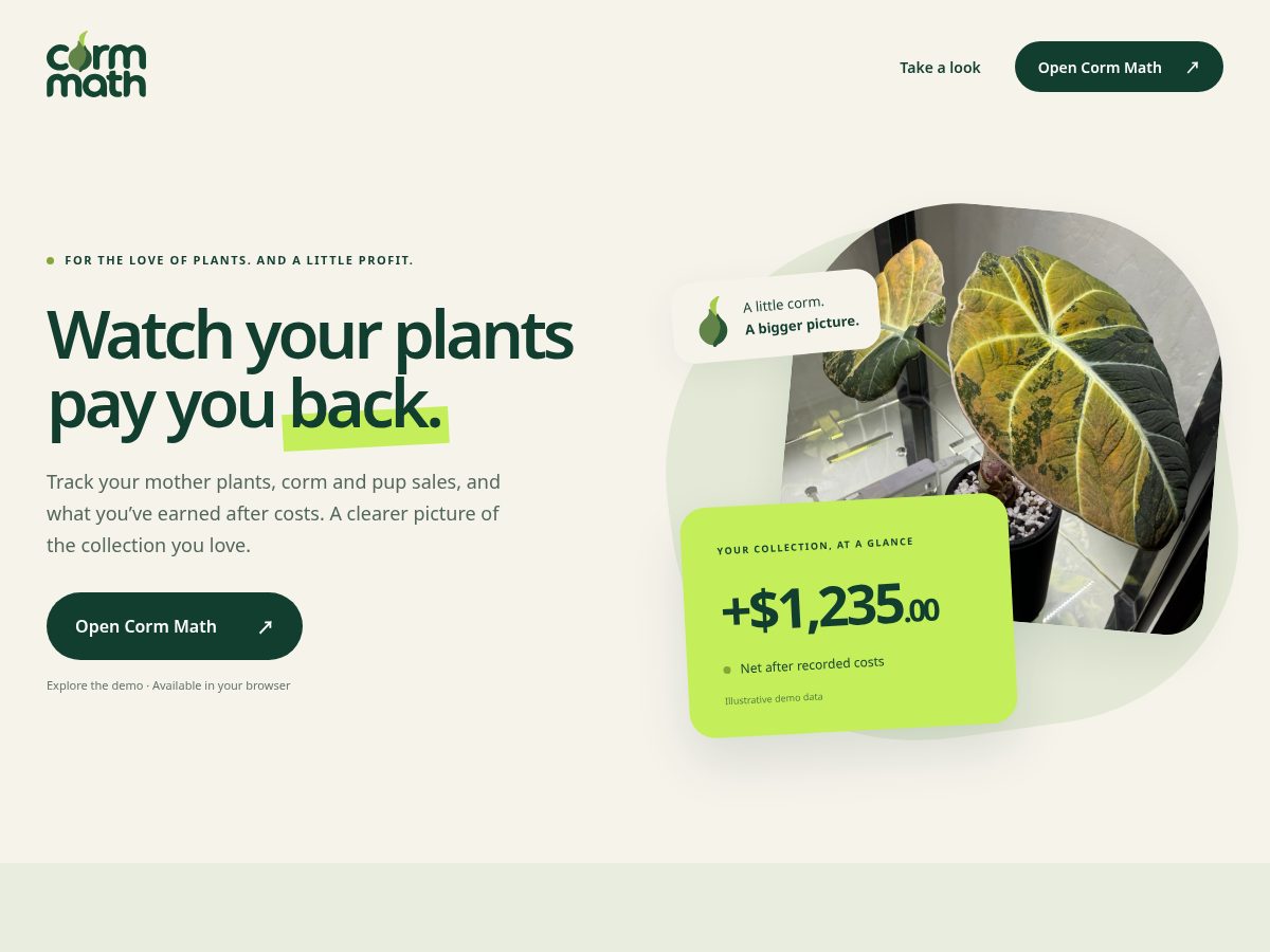 Landing-page snapshot of cormmath.com