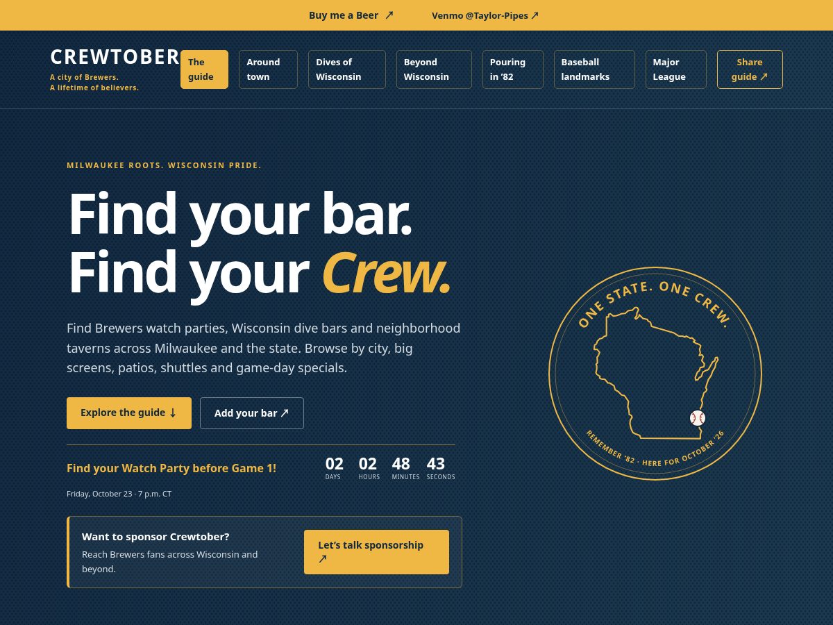 Landing-page snapshot of crewtober.com