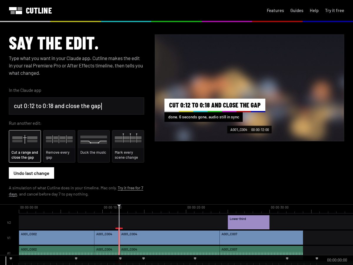 Landing-page snapshot of cutlineai.com