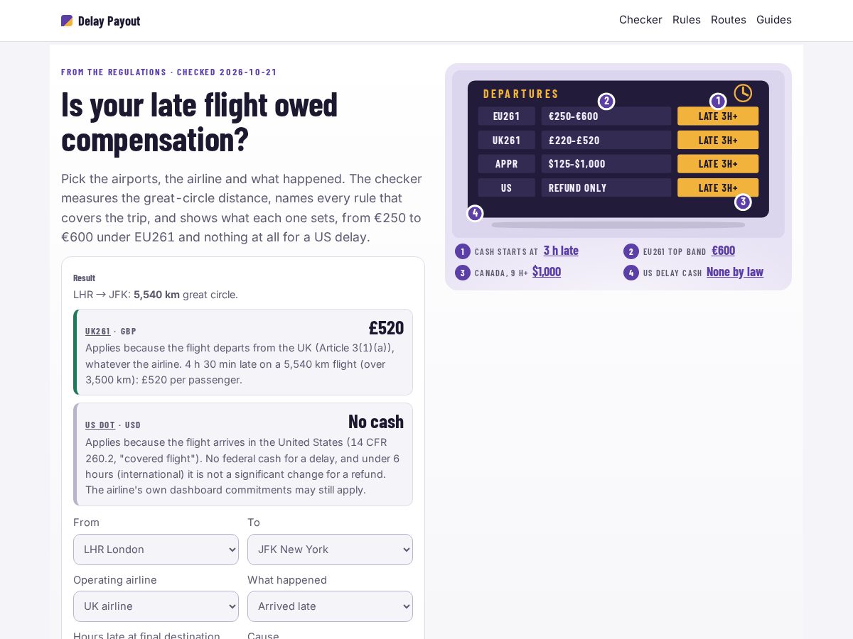 Landing-page snapshot of delaypayout.com