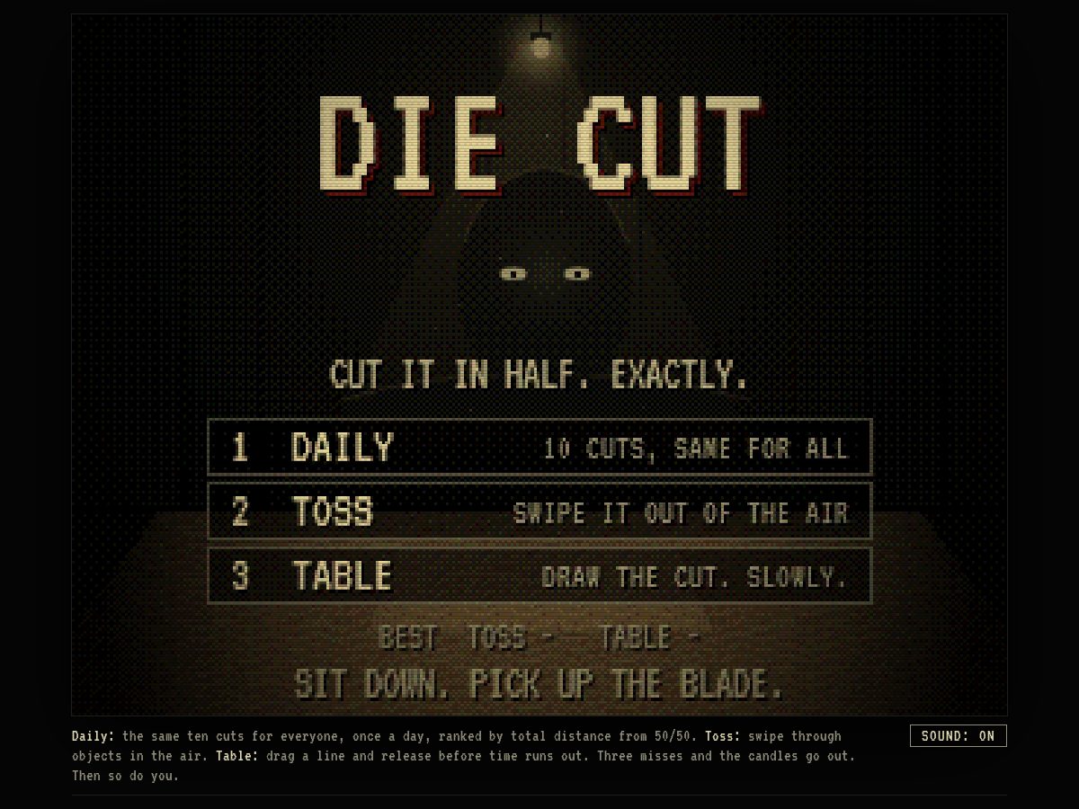 Landing-page snapshot of diecutgame.com