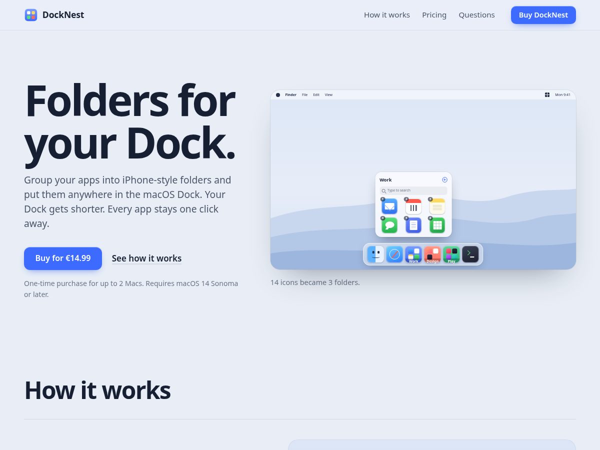 Landing-page snapshot of docknest.store