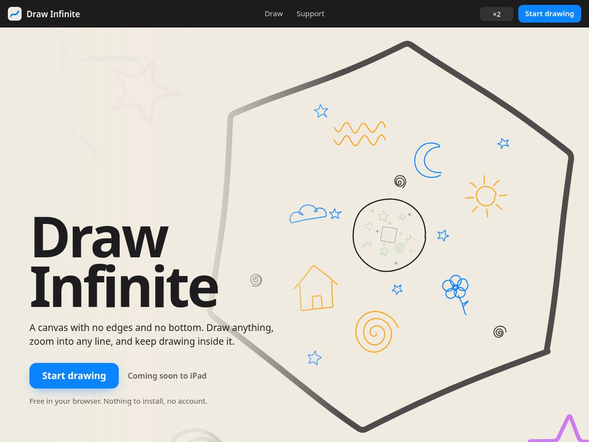 Landing-page snapshot of drawinfinite.com