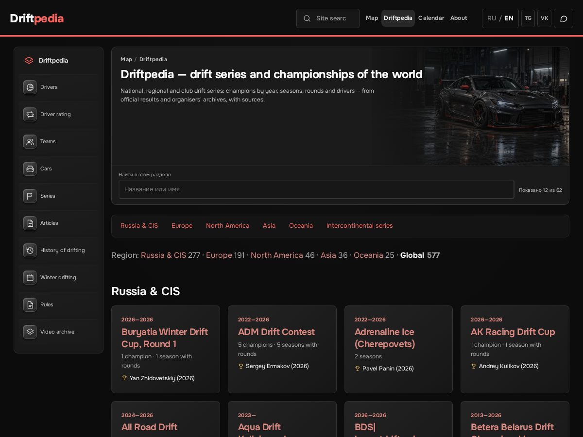 Landing-page snapshot of driftpedia.org