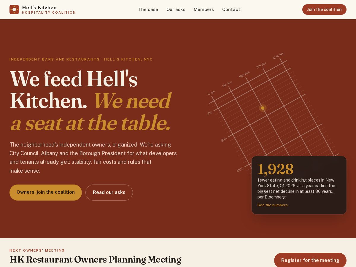 Landing-page snapshot of eatdrinkhellskitchen.com