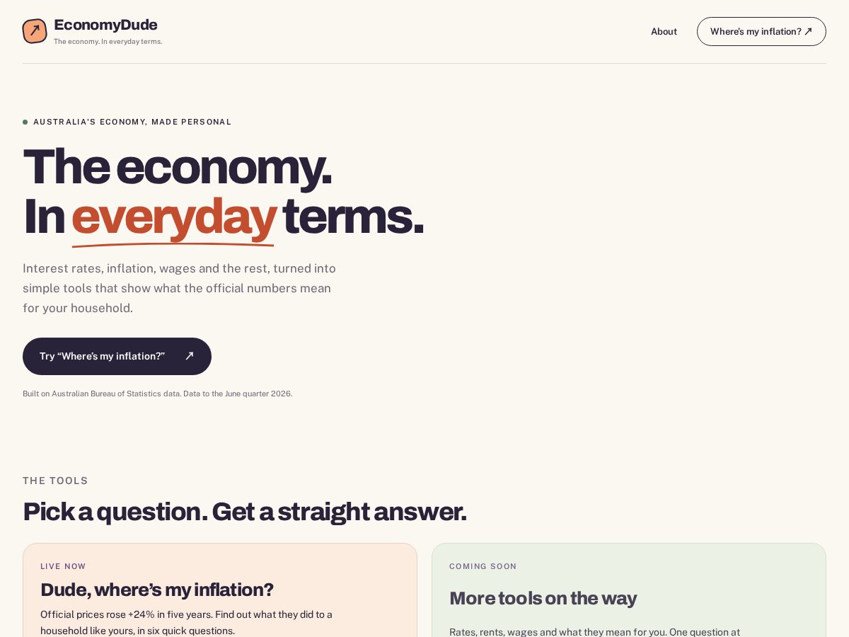 Landing-page snapshot of economydude.com