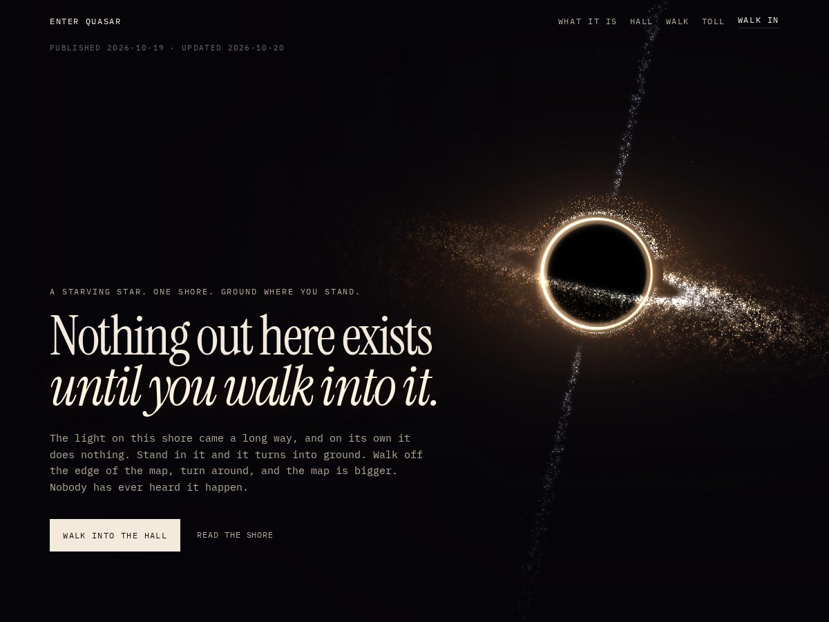 Landing-page snapshot of enterquasar.com