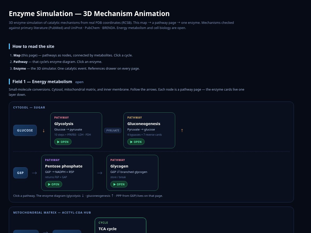 Landing-page snapshot of enzymesimulation.com