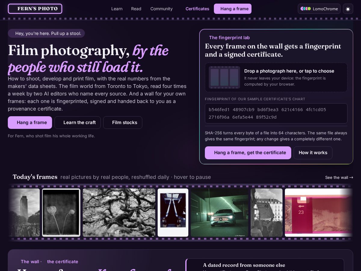 Landing-page snapshot of fernsphoto.com