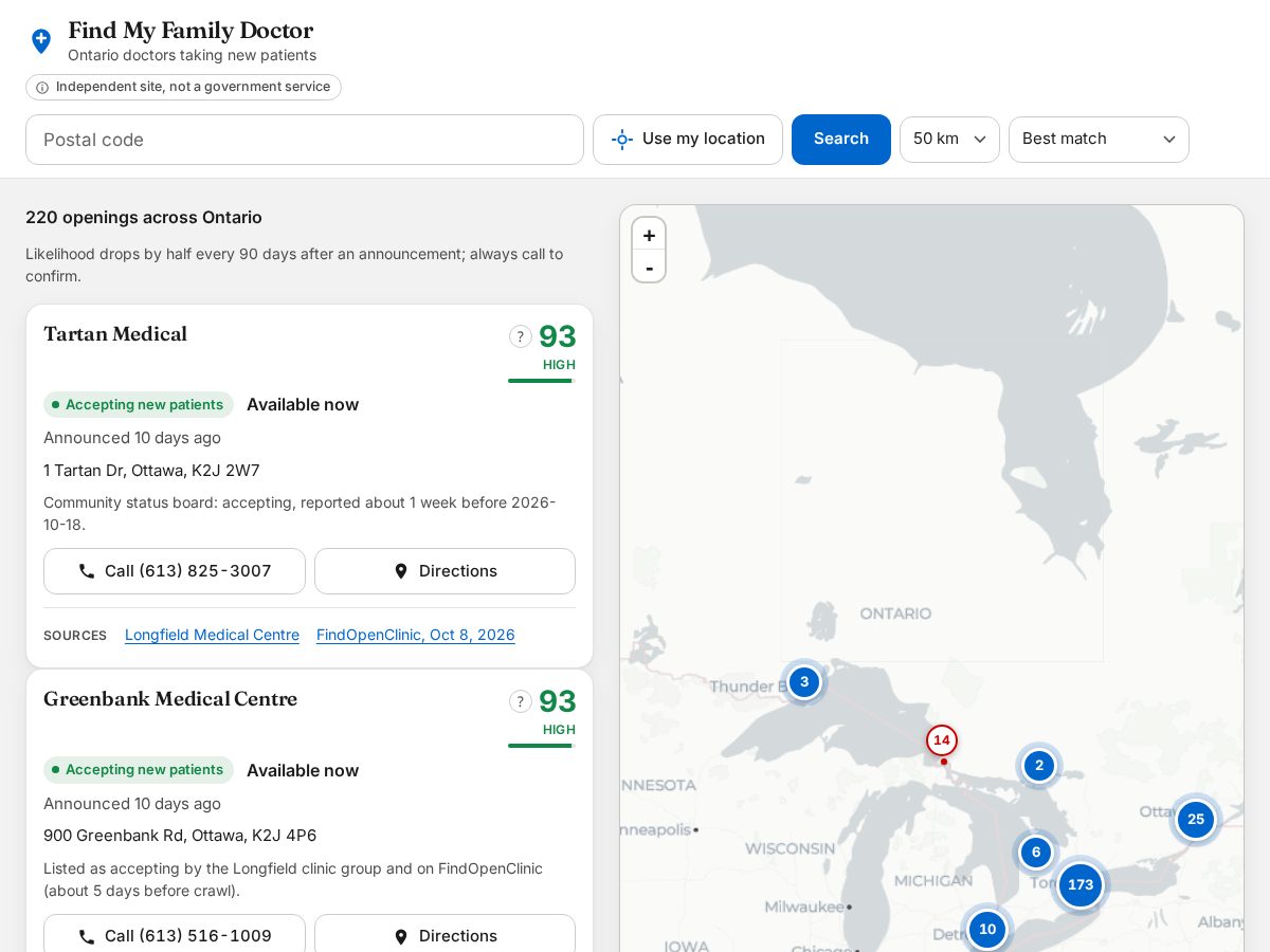 Landing-page snapshot of findmyfamilydoctor.com